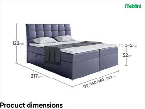 Boxspringbett Drago Graphit - Breite: 120 cm - H3