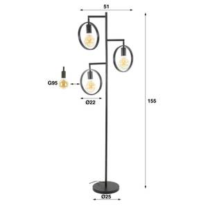 Stehleuchte Idris Silber - Metall - Kunststoff - 50 x 155 x 22 cm