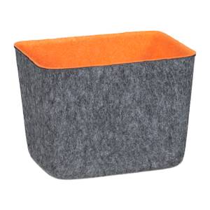 Aufbewahrungskorb Filz Grau - Orange - Textil - 21 x 16 x 16 cm