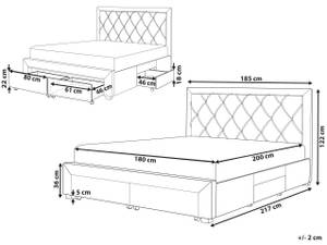 Lit double LIEVIN Beige - Largeur : 185 cm