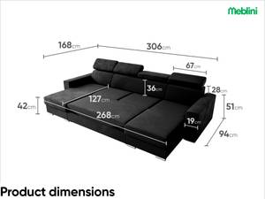 Ecksofa Voss U-Form Schwarz