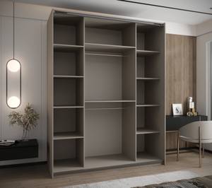 SCHWEBETÜRENSCHRANK LUX Beige - Schwarz - Breite: 190 cm