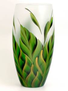 Handbemalte Glasvase Grün - Glas - 16 x 30 x 16 cm