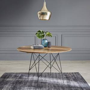 Runder Tisch TILO Beige - Massivholz - 120 x 75 x 120 cm