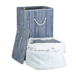 Lot de 3 paniers à linge bambou gris Blanc crème - Gris