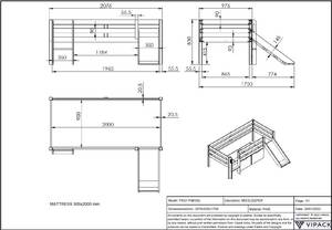 Lit mezzanine PINO LB005 Blanc - 175 x 83 x 208 cm