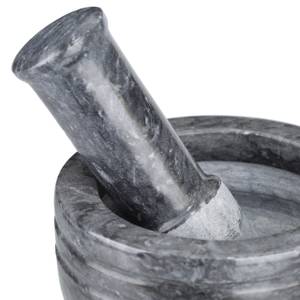 Mörser mit Stößel aus Marmor Schwarz - Grau - Stein - 15 x 12 x 15 cm