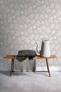 papier peint fleurs au style scandinave Gris