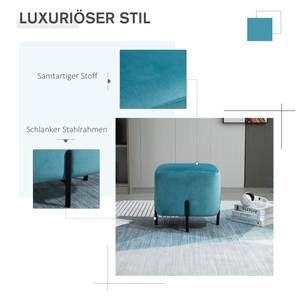 Hocker 838-118 Türkis - Textil - 45 x 42 x 45 cm