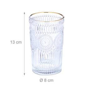 Lot de 4 verres avec motif 400 ml Doré - Verre - 8 x 13 x 8 cm