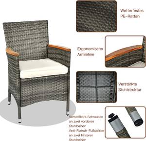 Rattan Sitzgruppe (9er Set) Grau - Rattan