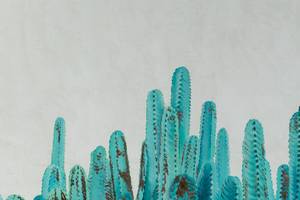 XXL Bild handgemalt Cactus Valley Grün - Massivholz - Textil - 180 x 120 x 4 cm