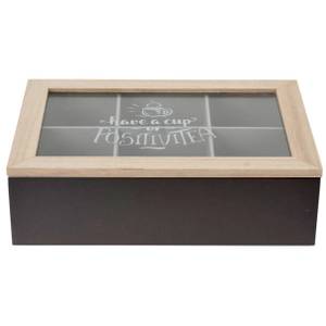 Teebox aus Holz, Teekiste, 24 x 17 x7 cm Schwarz