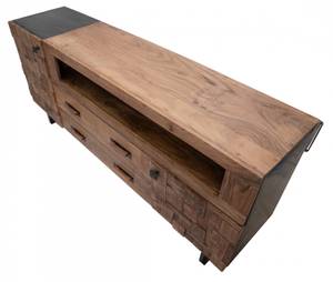 Schrank aus Akazienholz und Eisen Braun - Holz teilmassiv - 175 x 77 x 40 cm