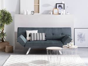 3-Sitzer Sofa BRISTOL Blau - Dunkelgrau - Silber