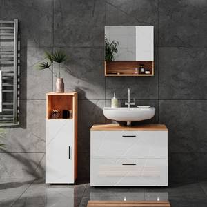 Badmöbel Set Irma 40544 Braun - Weiß - Holzwerkstoff - 80 x 58 x 41 cm