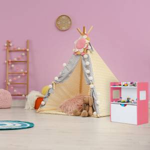 Kinderregal mit Bausteinplatten Grau - Pink - Weiß - Holzwerkstoff - Kunststoff - 52 x 60 x 27 cm