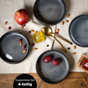 SOLID Suppenteller Steinzeug 4er-Set Grau - Keramik - Ton - 19 x 5 x 19 cm