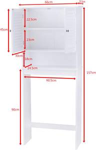 Toilettenregal HW66126 Weiß - Holzwerkstoff - 26 x 157 x 66 cm