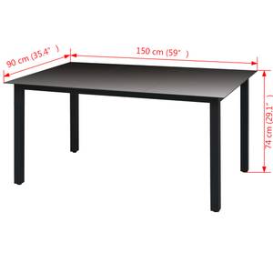 Table de salle à manger de jardin 294308 Noir - Verre - Métal - 90 x 74 x 150 cm