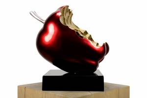 Sculpture moderne Délice Sain Doré - Rouge - Pierre artificielle - Matière plastique - 31 x 31 x 23 cm