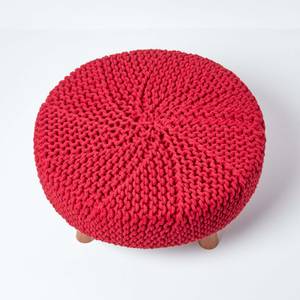 Gestrickter Fußhocker, 30 cm hoch Rot