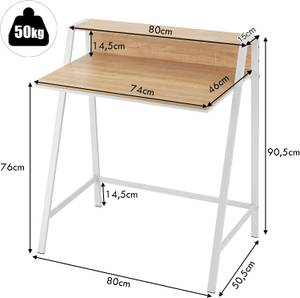 Schreibtisch 2-stöckig Braun - Holzwerkstoff - 50 x 90 x 80 cm