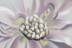 Tableau peint à la main Pale Petals Rose foncé - Bois massif - Textile - 90 x 60 x 4 cm