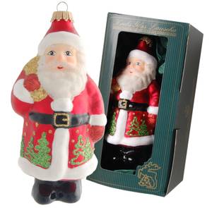 Rot/Weiß 14cm Santa mit Bäumen aus Glas Glas - 6 x 14 x 6 cm