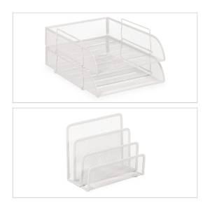 Schreibtisch Organizer Set 7-teilig Weiß - Metall - 27 x 9 x 34 cm