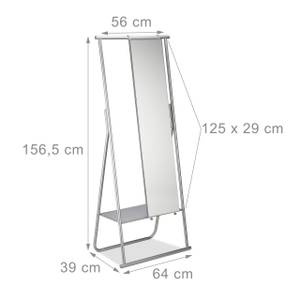 Garderobe Metall mit Ganzkörperspiegel Silber - Glas - Metall - 65 x 157 x 39 cm