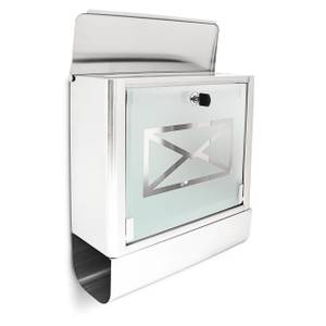 Edelstahl Briefkasten mit Zeitungsrolle Silber - Glas - Metall - 35 x 40 x 14 cm