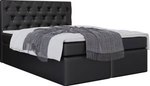 Boxspringbett mit Topper BOREO Hochglanz Schwarz - Breite: 200 cm - H4