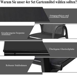 4 TLG. Terrassenmöbel Schwarz - Metall - 45 x 37 x 80 cm