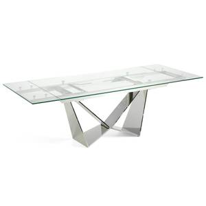 Table à manger extensible en verre Métal - 160 x 75 x 90 cm