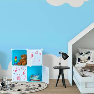Spielregal für Kinder zum Stecken Blau - Pink - Weiß - Metall - Kunststoff - 110 x 75 x 37 cm