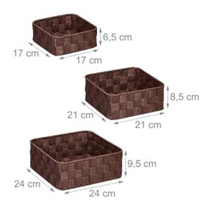 Lot de 3 paniers de rangement Marron - Métal - Matière plastique - 24 x 10 x 24 cm