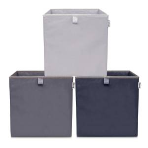 Lifeney Aufbewahrungsboxen 3er Set Grau Kunststoff - 1 x 2 x 2 cm