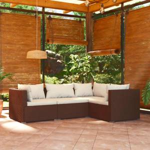 Salon de jardin (lot de 4) 3013632-14 Marron - Crème - Blanc