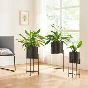 Set de 3 porte-plantes Orsa Noir - Métal - 23 x 54 x 23 cm