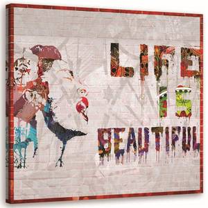 Leinwandbild Banksy Das Leben ist schön 30 x 30 cm