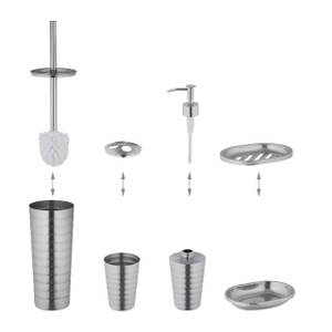 5-tlg. Badezimmer Set Edelstahl Silber - Metall - Kunststoff - 11 x 37 x 11 cm