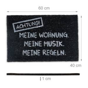 Fußmatte Kokos MEINE WOHNUNG Schwarz - Weiß - Naturfaser - Kunststoff - 40 x 1 x 60 cm