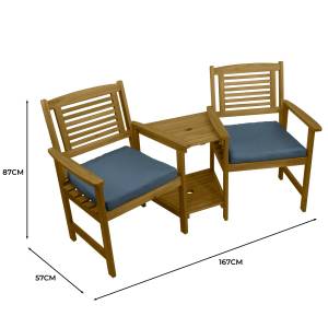 Loveseat Gartenbank mit Kissen Braun - Massivholz - Holzart/Dekor - 164 x 87 x 59 cm