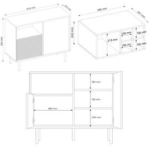 LOFTY Kommode Weineinlage Schwarz - Braun - Eiche Dekor