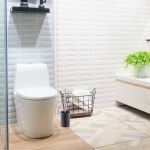 2x Porte brosses WC en céramique gris Noir - Gris - Argenté - Céramique - Métal - Matière plastique - 10 x 36 x 10 cm
