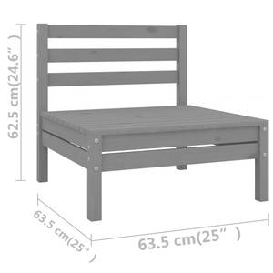 Ensemble de salon de jardin Gris - Bois massif - Bois/Imitation - 64 x 29 x 64 cm