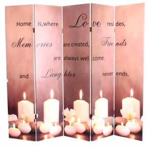 LED-Paravent Candles Netzbetrieben Holzart/Dekor - Holz teilmassiv - 200 x 180 x 2 cm