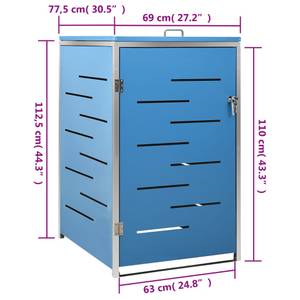 Abri à poubelles à roulettes 3010469-1 Bleu - Profondeur : 69 cm