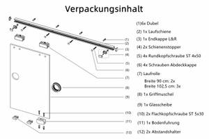 Glasschiebetür Vollsatinierte Schwarz - Glas - 103 x 204 x 0 cm